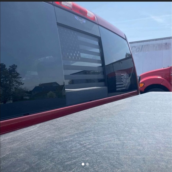 🔥🔥American Flag Decal For Truck Slider Window 11x11.5inches(Matte Black) 🔥🔥 - Picture 1 of 4